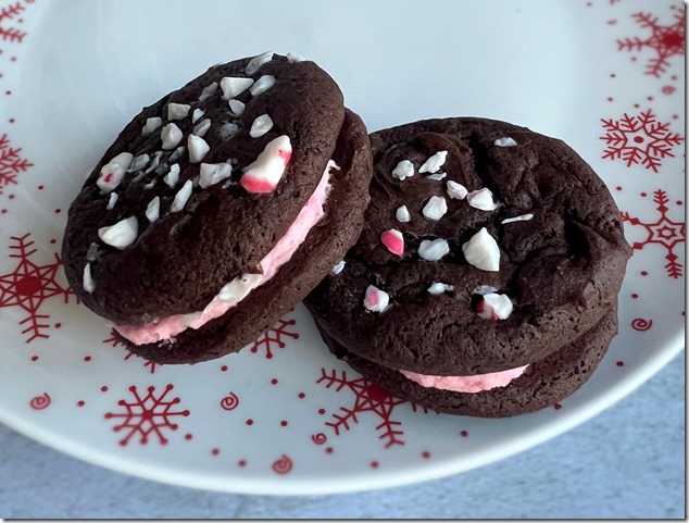 Chocolate Peppermint Crunch Sandwich Cookies 1