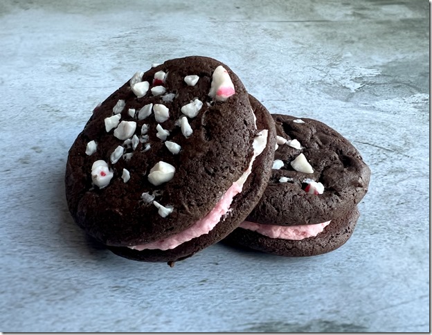 Chocolate Peppermint Crunch Sandwich Cookies